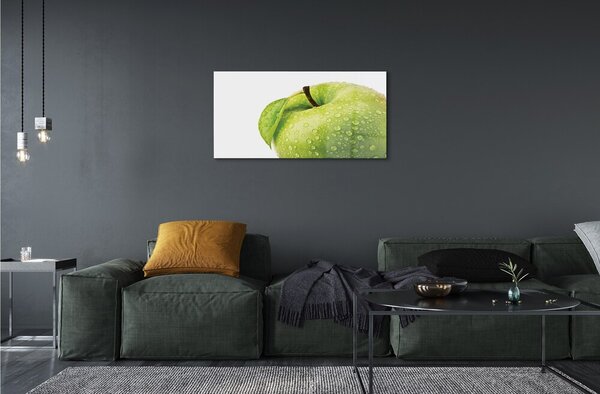 Tablouri pe sticlă Apple a picături de apă verde
