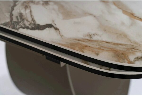 Masa extensibila INFINITY CERAMIC, alb/maro, sticla securizata/ceramic