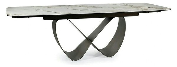 Masa extensibila INFINITY CERAMIC, alb/maro, sticla securizata/ceramic