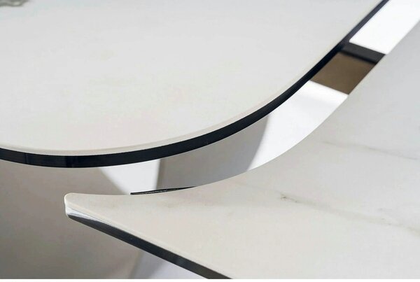 Masa extensibila INFINITY CERAMIC, alb/maro, sticla securizata/ceramic