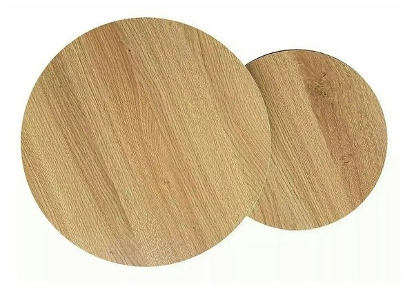 Set 2 masute cafea HOLA, stejar/negru, PAL laminat/metal