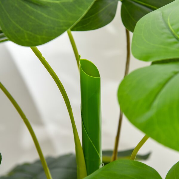 HOMCOM Monastera Planta Artificiala de Interior si Exterior, Planta Artificiala cu efect Realist cu 20 de Frunze, 120 cm | Aosom Romania