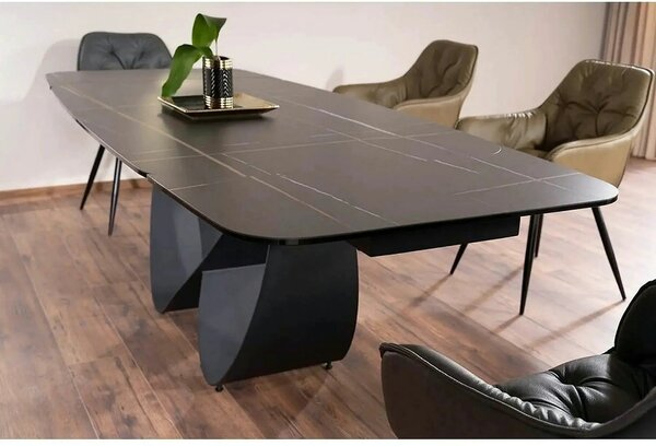 Masa extensibila INFINITY CERAMIC, negru, sticla securizata/ceramica