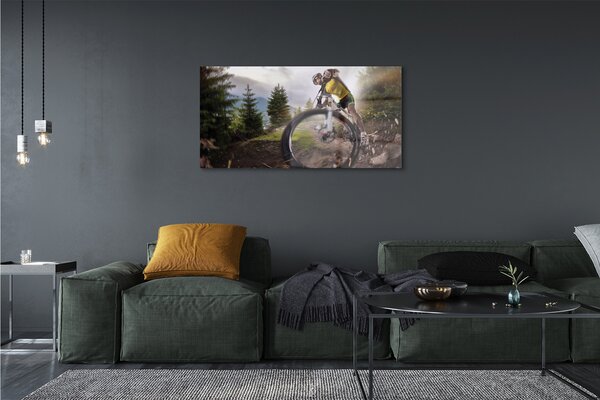 Tablouri pe sticlă Cloud mountain bike
