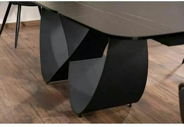 Masa extensibila INFINITY CERAMIC, negru, sticla securizata/ceramica