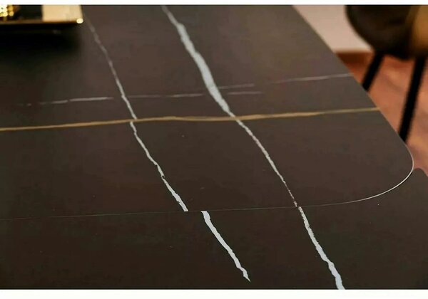 Masa extensibila INFINITY CERAMIC, negru, sticla securizata/ceramica
