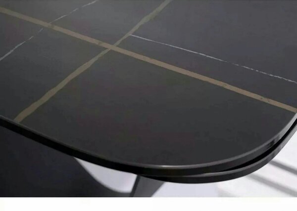 Masa extensibila INFINITY CERAMIC, negru, sticla securizata/ceramica