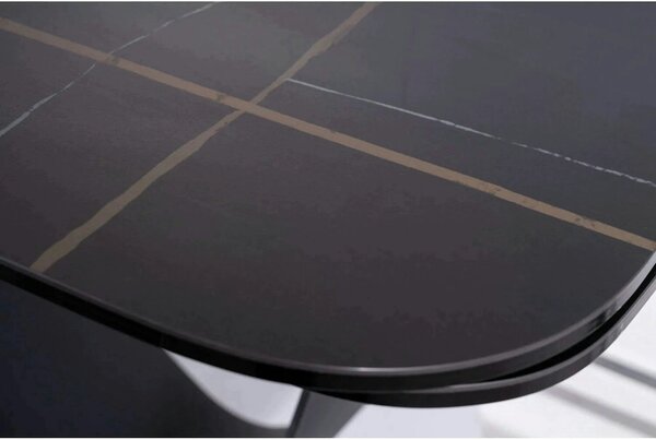 Masa extensibila INFINITY CERAMIC, negru, sticla securizata/ceramica
