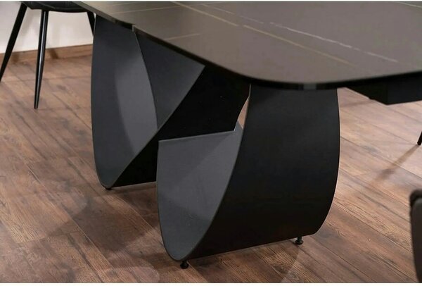 Masa extensibila INFINITY CERAMIC, negru, sticla securizata/ceramica