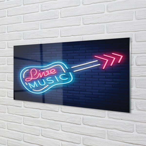 Tablouri pe sticlă neon semn chitara