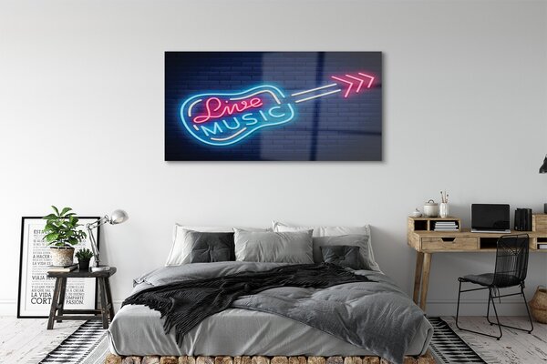 Tablouri pe sticlă neon semn chitara