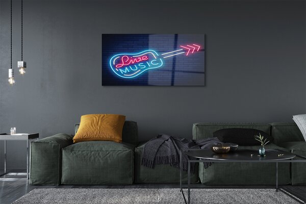Tablouri pe sticlă neon semn chitara