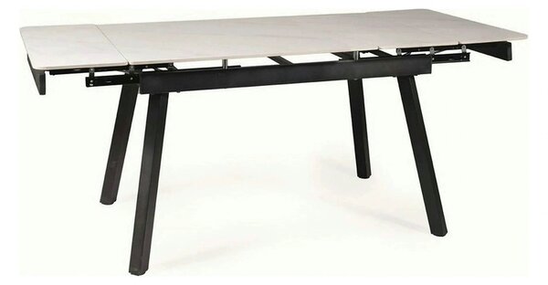 Masa extensibila JOHN, crem cu efect de marmura/negru mat, ceramica/me