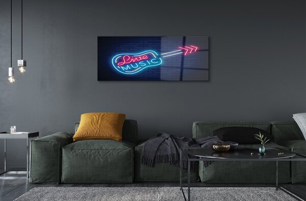 Tablouri pe sticlă neon semn chitara