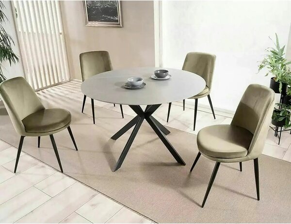 Scaun KAYLA, bej/negru, stofa catifelata/metal, 49x46x84 cm