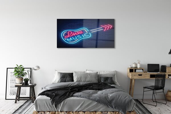 Tablouri pe sticlă neon semn chitara