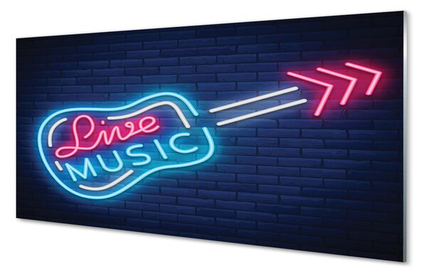 Tablouri pe sticlă neon semn chitara