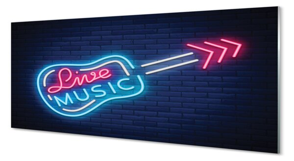 Tablouri pe sticlă neon semn chitara