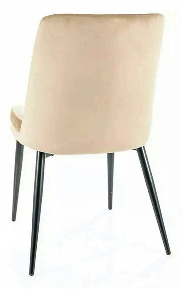 Scaun KAYLA, bej/negru, stofa catifelata/metal, 49x46x84 cm