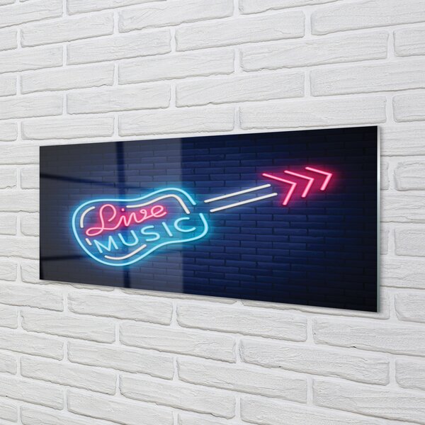Tablouri pe sticlă neon semn chitara