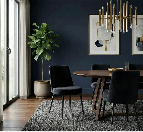 Scaun KAYLA, negru, stofa catifelata/metal, 49x46x84 cm