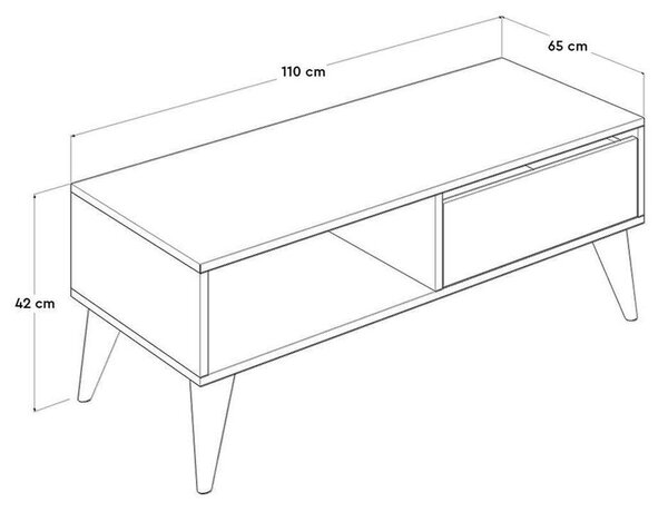Masuta Cafea cu sertar Adore Living, Alb - Maro - Natur, 110x42x65 cm