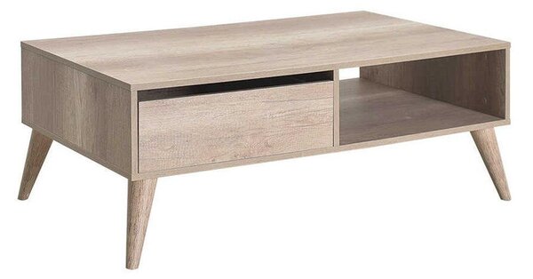 Masuta Cafea cu sertar Adore Living, Alb - Maro - Natur, 110x42x65 cm