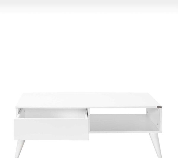 Masuta Cafea cu sertar Adore Living, Alb - Maro - Natur, 110x42x65 cm