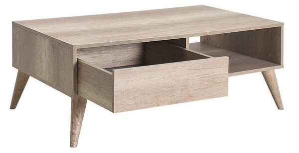 Masuta Cafea cu sertar Adore Living, Alb - Maro - Natur, 110x42x65 cm