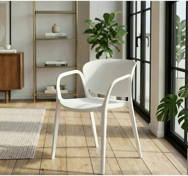 Scaun afara K491, alb, polipropilena, 60x56x76 cm