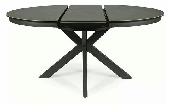 Masa rotunda extensibila 120 cm PORTO, gri inchis/negru mat, sticla se