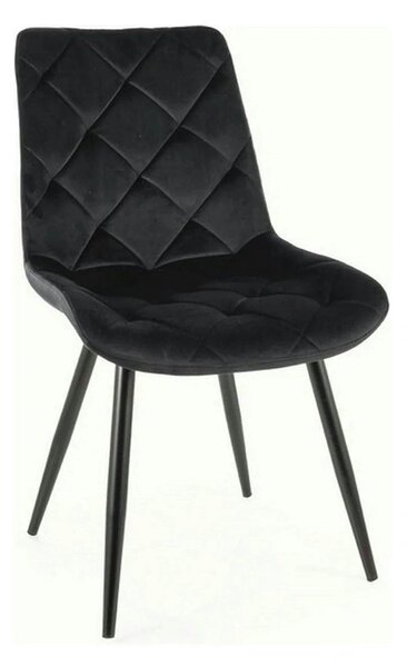 Scaun RALPH, negru, stofa catifelata/metal, 51x42x88 cm