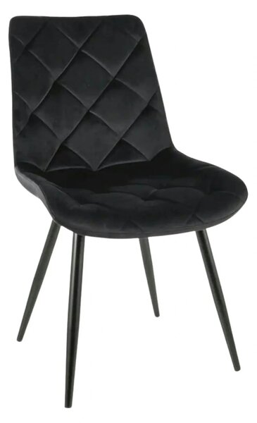 Scaun RALPH, negru, stofa catifelata/metal, 51x42x88 cm