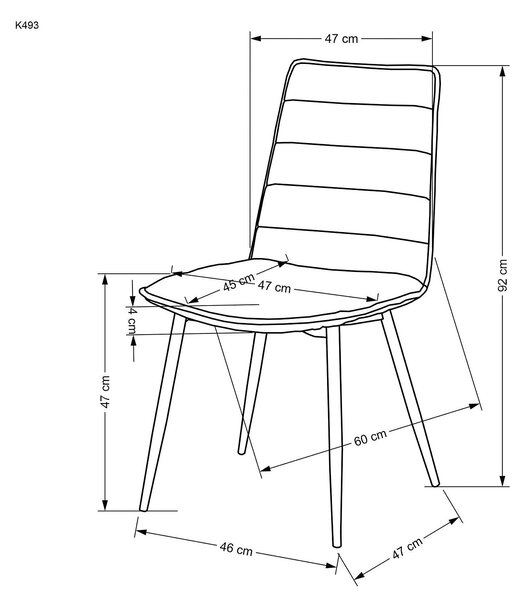 Scaun K493, gri/negru, stofa clasica/metal, 47x60x92 cm