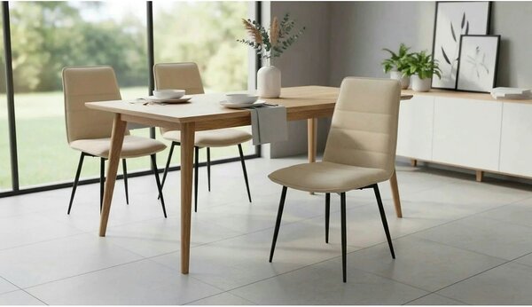 Scaun K493, bej/negru, stofa clasica/metal, 47x60x92 cm
