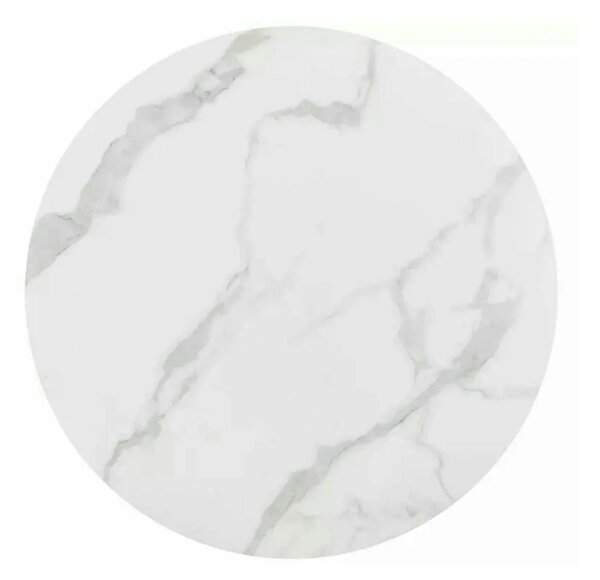 Masa TALIA, alb cu efect de marmura/negru mat, ceramica/metal, 120x120