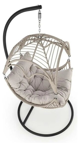 Balansoar gradina RASMUS, negru/bej, ratan sintetic, 85x60x202 cm