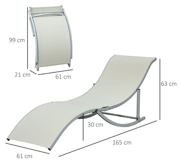 Outsunny Set 2 Sezlonguri Pliabile pentru Relaxare în Grădină, din Aluminiu și Textilen, Culoare Bej, Ușor de Depozitat | Aosom Romania
