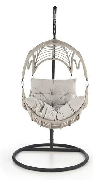 Balansoar gradina RASMUS, negru/bej, ratan sintetic, 85x60x202 cm