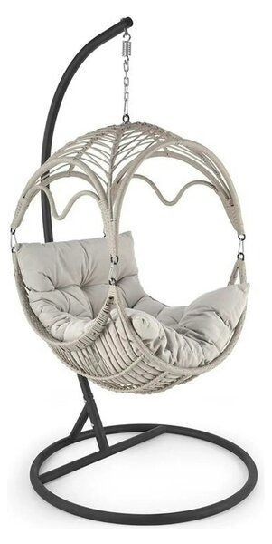 Balansoar gradina RASMUS, negru/bej, ratan sintetic, 85x60x202 cm
