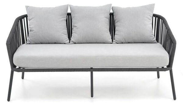 Set gradina ROCCA, gri, sticla/otel/stofa, cu masuta, 2 scaune si cana