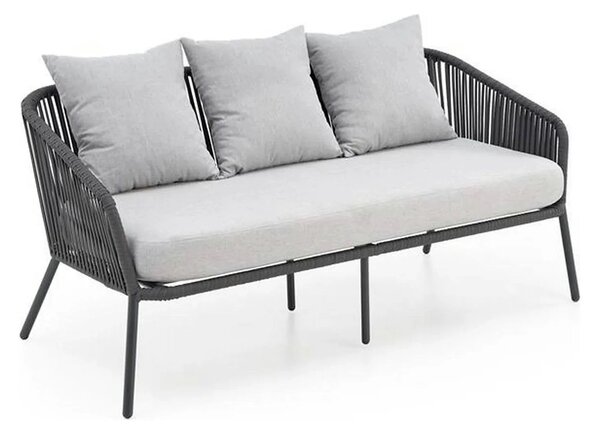 Set gradina ROCCA, gri, sticla/otel/stofa, cu masuta, 2 scaune si cana