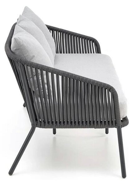 Set gradina ROCCA, gri, sticla/otel/stofa, cu masuta, 2 scaune si cana