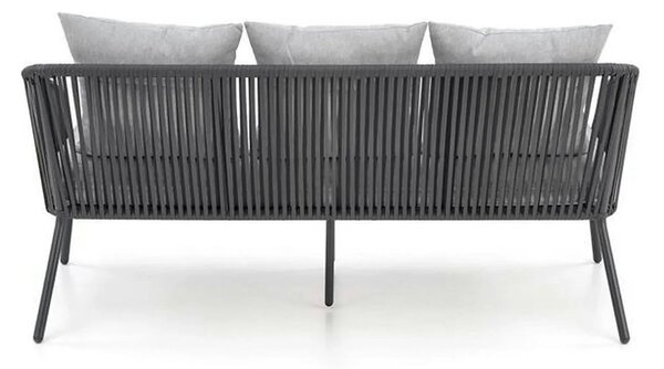 Set gradina ROCCA, gri, sticla/otel/stofa, cu masuta, 2 scaune si cana