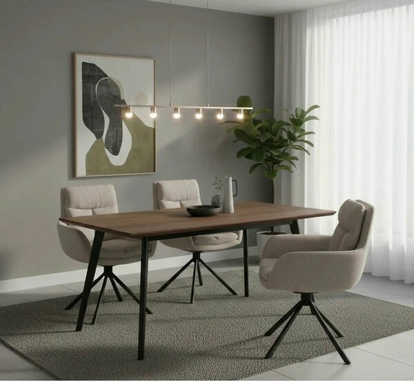 Scaun pentru living K495, bej/negru, stofa clasica/metal, 60x65x87 cm