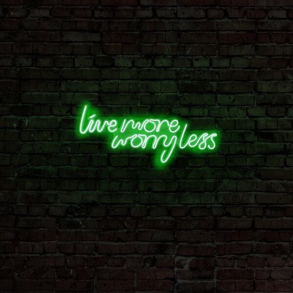 Aplica de Perete Neon Live More Worry Less, 67x36 cm