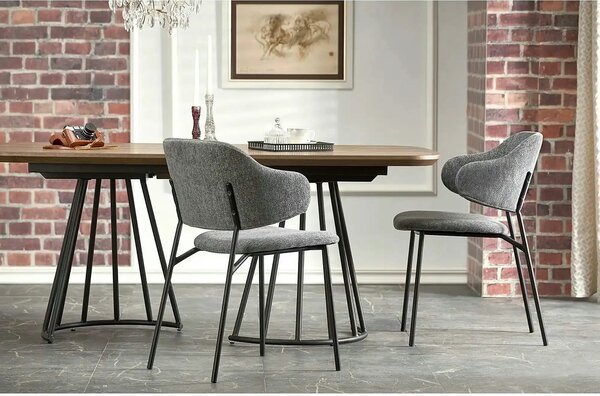 Scaun K497, gri deschis, stofa clasica/metal, 52x62x82 cm
