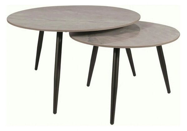 Set 2 masute cafea KORA C, gri/negru, ceramica/metal