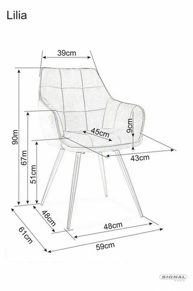 Scaun tapitat stofa LILIA, caramiziu/negru, 59x45x90 cm