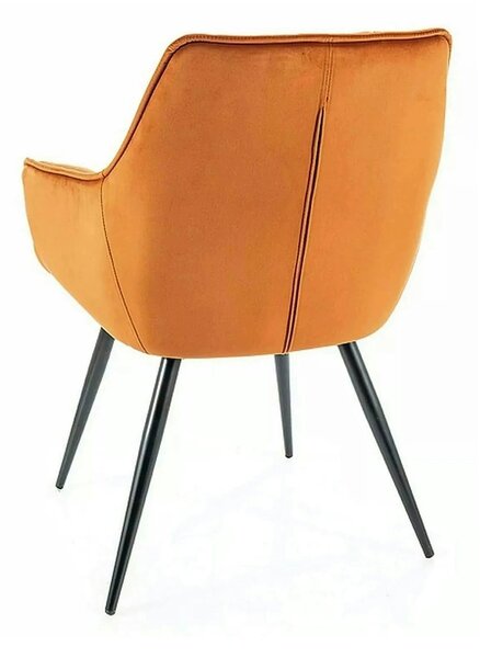 Scaun tapitat stofa LILIA, caramiziu/negru, 59x45x90 cm